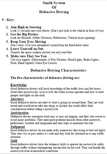 Defensive Driving Pic 1 - www.MotorCycles123.com